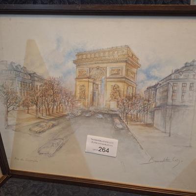 Sale Photo Thumbnail #1361: Framed  water color prints by Belgian artist Bernadette Voz