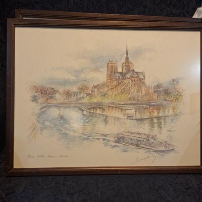 Sale Photo Thumbnail #1358: Framed  water color prints by Belgian artist Bernadette Voz