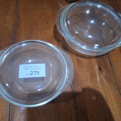 Sale Photo Thumbnail #1406: Clear Pyrex casserole dishes with lids