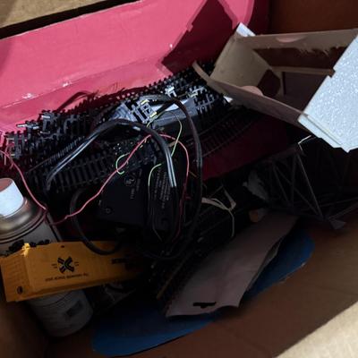 Lot 27: Garage / Rolltop table, train stuff & Some holiday selection