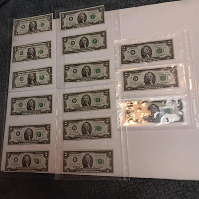 SETS OF THREE SEQUENTIAL $2 AND $1 DOLLAR BILLS