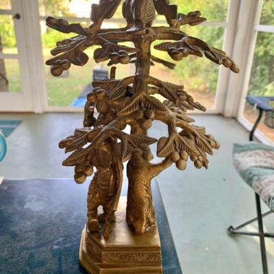 10” Bronze Krishna Statue – Playing Flute Under Tree – Hindu Art