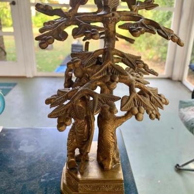 10” Bronze Krishna Statue – Playing Flute Under Tree – Hindu Art