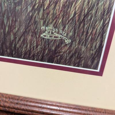 Signed 24" x 20 1/2" Marilyn Rea Print Mountain Farm Apples Wagon At Harvest Time