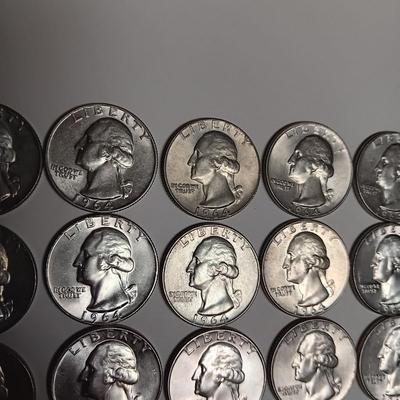FORTY 1964-D BU WASHINGTON SILVER QUARTERS