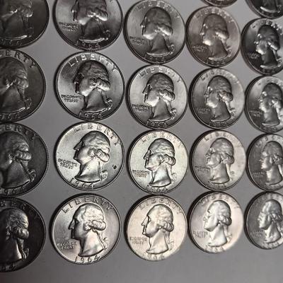 FORTY 1964-D BU WASHINGTON SILVER QUARTERS