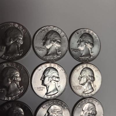 FORTY 1964-D BU WASHINGTON SILVER QUARTERS
