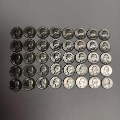 FORTY 1964-D BU WASHINGTON SILVER QUARTERS