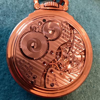 WORKING HAMILTON 10K GOLD FILLED POCKET WATCH WITH CHAIN AND POCKET KNIFE