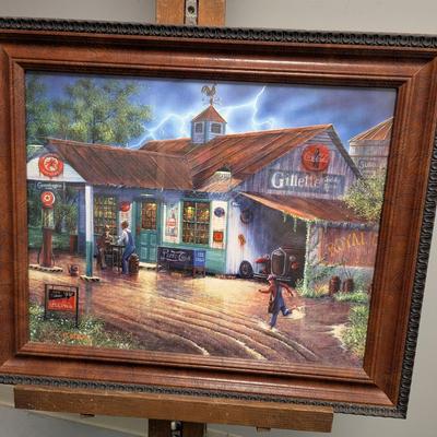 24" x 20 1/2" Coca-Cola Print "Country Refuge" R L Hicks Signed