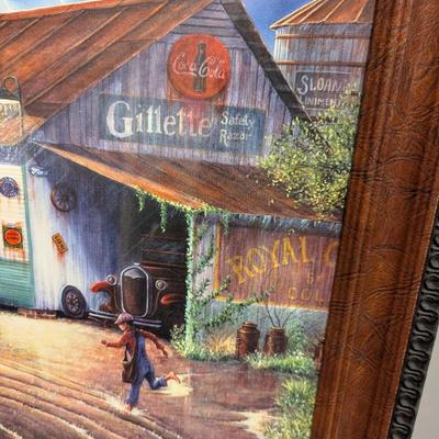 24" x 20 1/2" Coca-Cola Print "Country Refuge" R L Hicks Signed