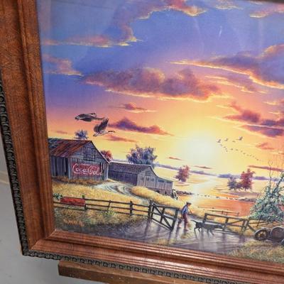 24" x 20 1/2" R L Hicks Coca-Cola Farm Sunset Art