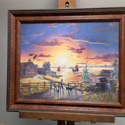 24" x 20 1/2" R L Hicks Coca-Cola Farm Sunset Art