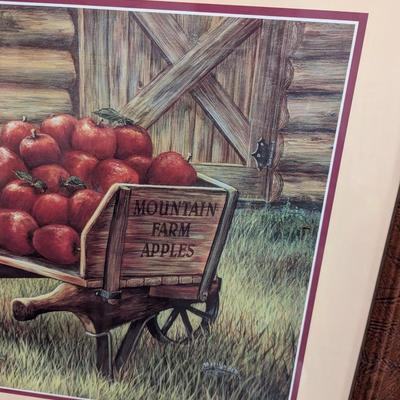 24" x 20 1/2" Marilyn Rea Mountain Farm Apples Wheel Barrow Harvest Time Print