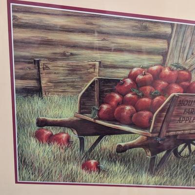 24" x 20 1/2" Marilyn Rea Mountain Farm Apples Wheel Barrow Harvest Time Print