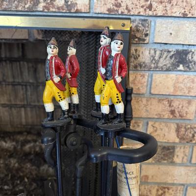 Cast Iron Fire Dogs & Tool Set