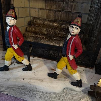 Cast Iron Fire Dogs & Tool Set