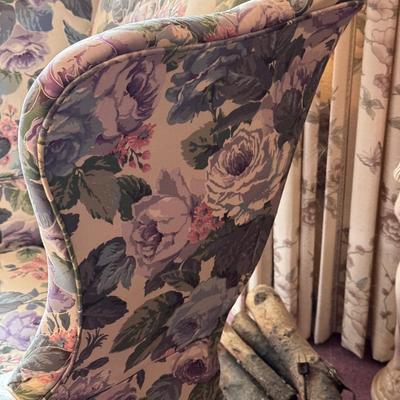 Vintage Tufted Floral Wingback Chair