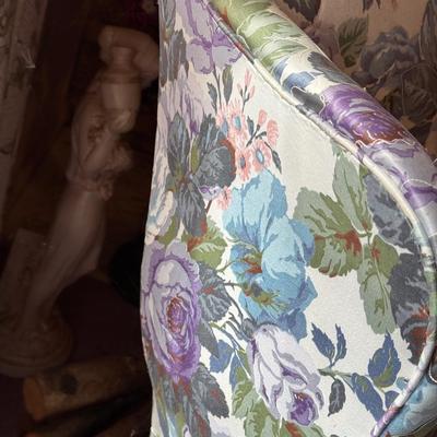 Vintage Tufted Floral Wingback Chair