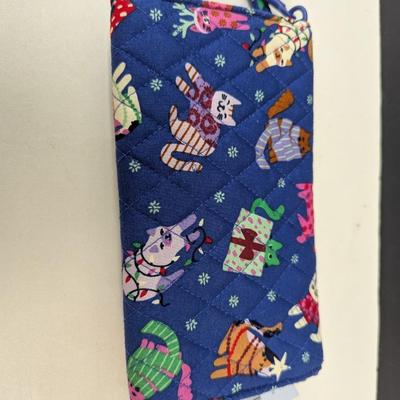 Vera Bradley Outlet Essential Medium Cosmetic Bag Catnip Christmas NWT #1