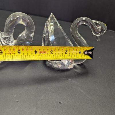 Pair Of Glass Swan Figures