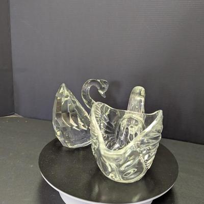 Pair Of Glass Swan Figures