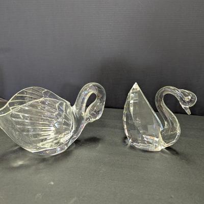 Pair Of Glass Swan Figures