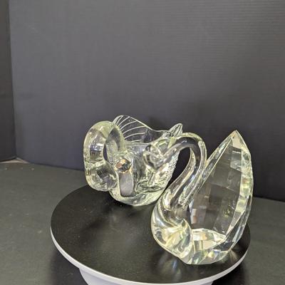 Pair Of Glass Swan Figures