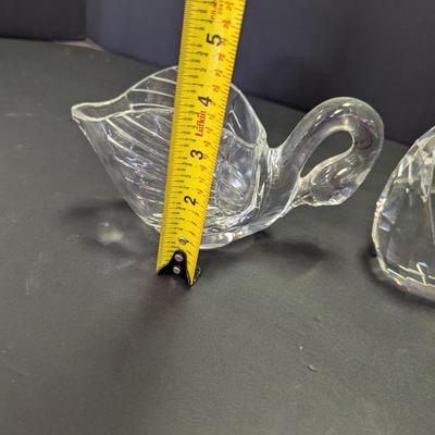 Pair Of Glass Swan Figures