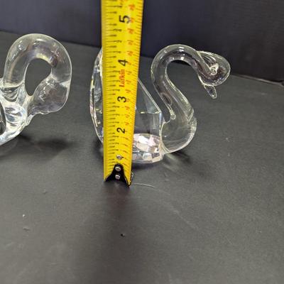 Pair Of Glass Swan Figures
