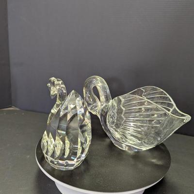 Pair Of Glass Swan Figures