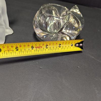 Frosted Glass Angel Cherub & Avon Cat Glass Tea Light