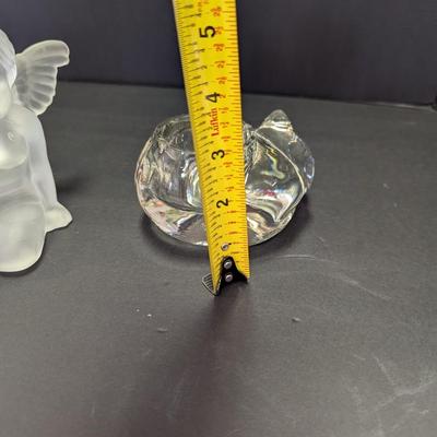Frosted Glass Angel Cherub & Avon Cat Glass Tea Light