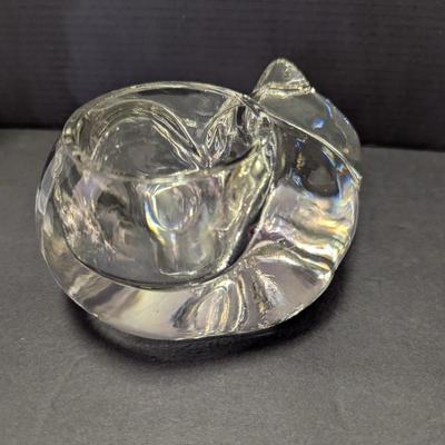 Frosted Glass Angel Cherub & Avon Cat Glass Tea Light