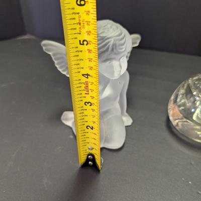 Frosted Glass Angel Cherub & Avon Cat Glass Tea Light