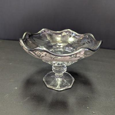 Vintage Silver City Pedestal Bowl With Sterling Silver Overlay