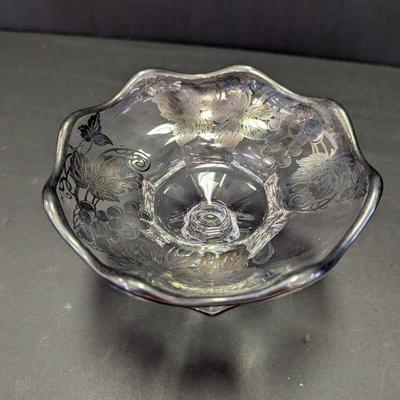 Vintage Silver City Pedestal Bowl With Sterling Silver Overlay