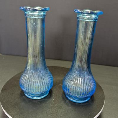 Randall Blue Glass Bud Vases