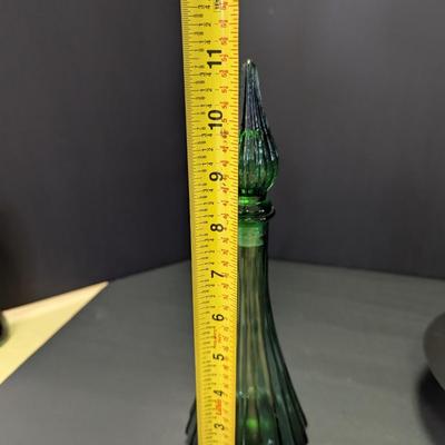 Vintage Green Glass Genie Style Bottle