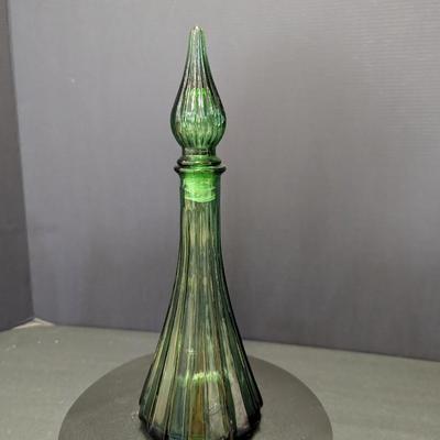 Vintage Green Glass Genie Style Bottle
