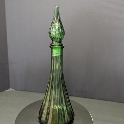 Vintage Green Glass Genie Style Bottle