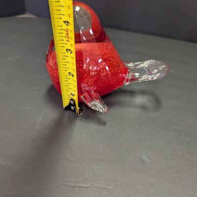 Art Glass Cardinal Paperweight With Light