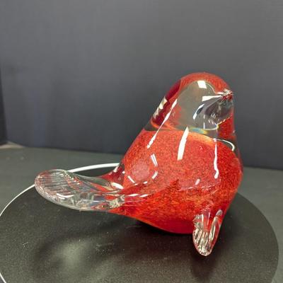 Art Glass Cardinal Paperweight With Light