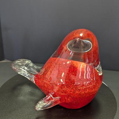 Art Glass Cardinal Paperweight With Light