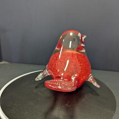Art Glass Cardinal Paperweight With Light
