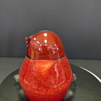 Art Glass Cardinal Paperweight With Light