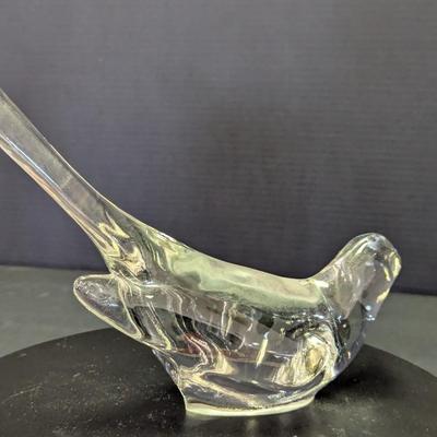 Vintage Dove Signed Fenton Clear Hand Blown Glass Bird Figurine Paperweight
