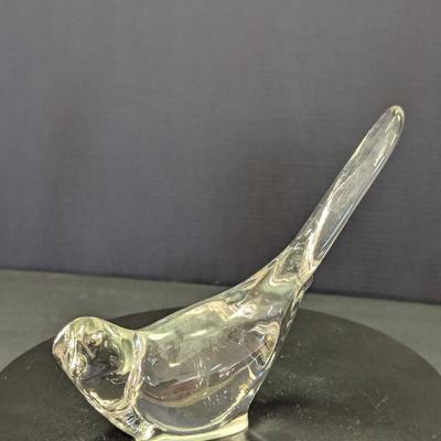 Vintage Dove Signed Fenton Clear Hand Blown Glass Bird Figurine Paperweight