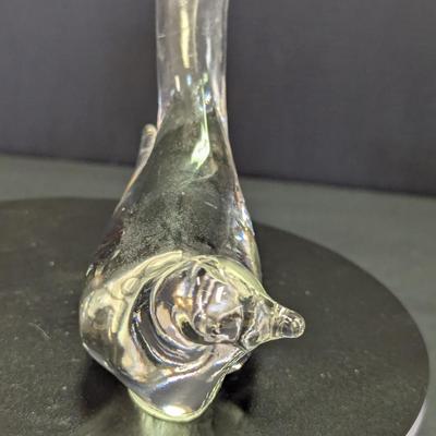 Vintage Dove Signed Fenton Clear Hand Blown Glass Bird Figurine Paperweight