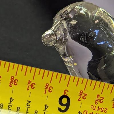 Vintage Dove Signed Fenton Clear Hand Blown Glass Bird Figurine Paperweight